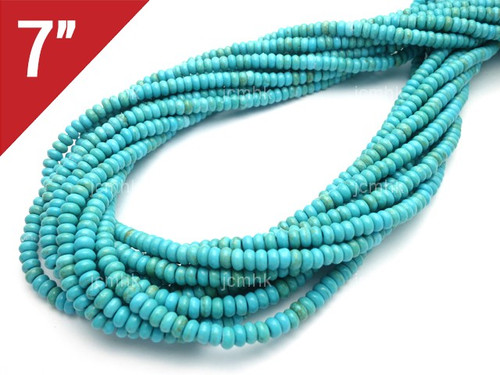 4mm Blue Turquoise Rondelle Loose Beads 7" [it3b4]