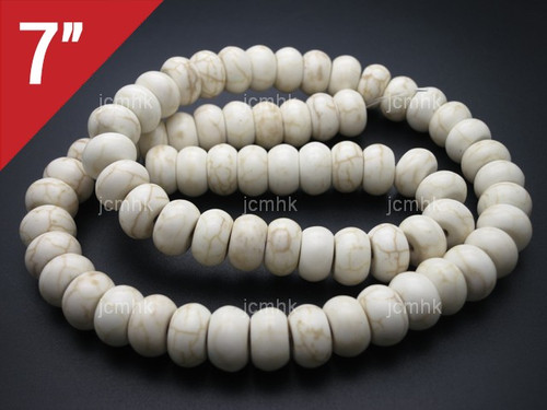 10mm White Turquoise Rondelle Loose Beads 7" [it3w10]