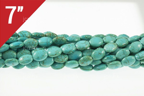 10x14mm Blue Turquoise Oval Loose Beads 7" [it7b10]