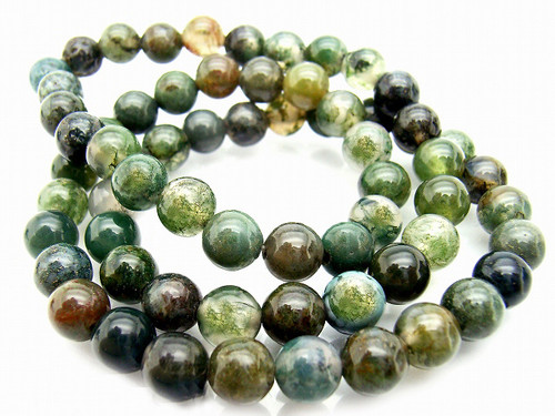 10mm Moss Agate Round Beads 15.5" natural [10d3]