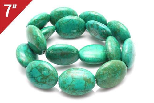 15x20mm Tibetan Turquoise Puff Oval Loose Beads 7" stabilized [it7c15]