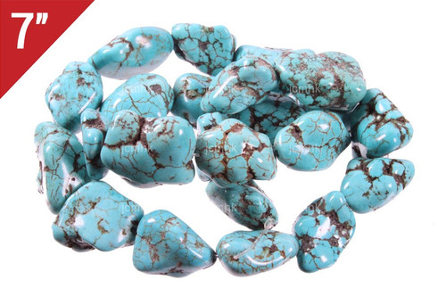 17-18mm Turquoise Nugget Loose Beads 7" [it9b18]