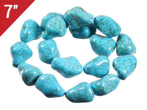 20-22mm Blue Turquoise Nuggets Loose Beads 7" [it9b22]