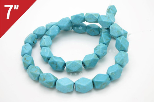 12x8mm Blue Turquoise Oblong Faceted Loose Beads 7" [its102]