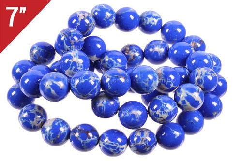 10mm Lapis Sea Sediment Round Loose Beads About 7" dyed [i10r55l]