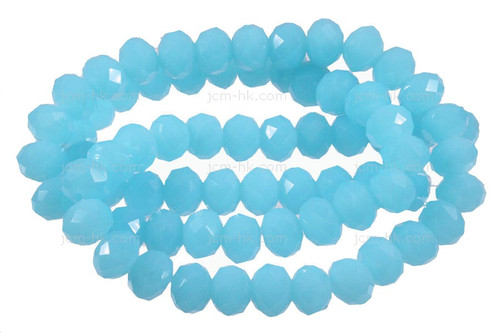 8x6mm Aqua Quartz Faceted Rondelle Beads 15.5" synthetic [h6a70-8]