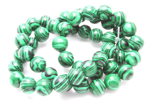10mm Green Malachite Round Beads 15.5" synthetic [10r37]