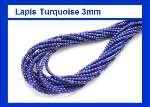 3mm Lapis Magnesite Round Beads 15.5" [3tl]