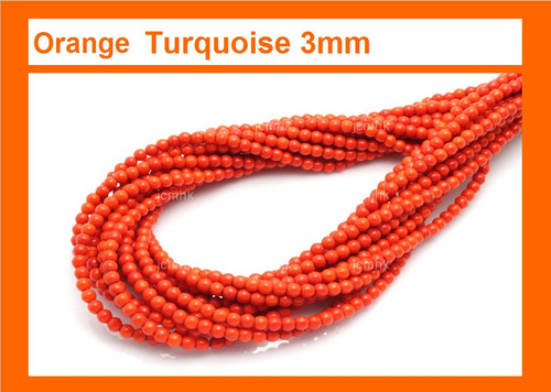 3mm Orange Magnesite Round Beads 15.5" [3th]