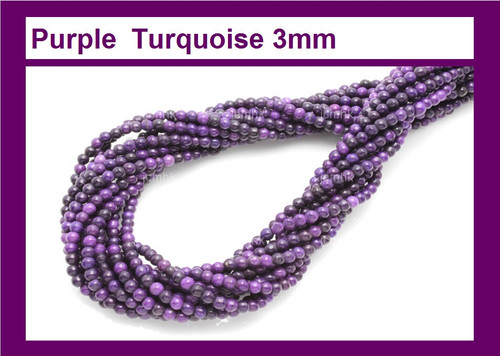 3mm Purple Magnesite Round Beads 15.5" [3tp]