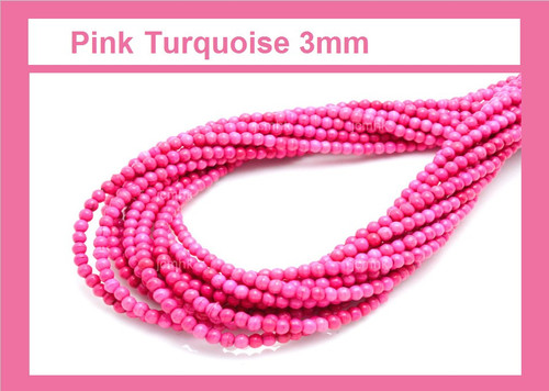 3mm Pink Magnesite Round Beads 15.5" [3tf]