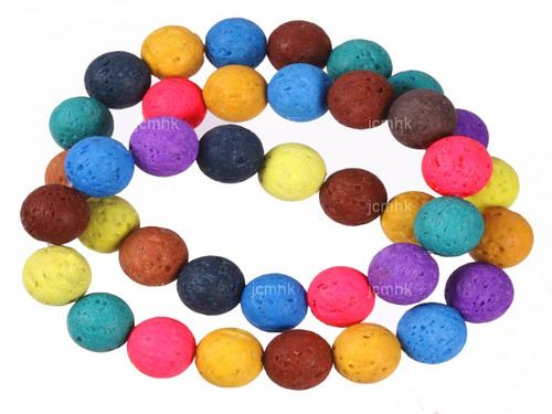 8mm Volcano Mix Lava Round Beads 15.5" dyed [8kx]