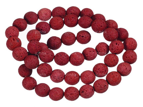 10mm Volcano Red Lava Round Beads 15.5" dyed [10kr]