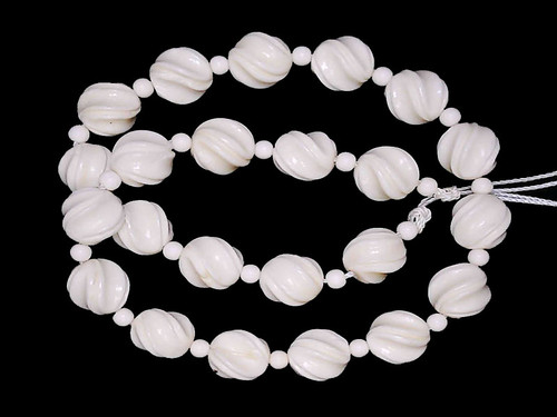 10mm Natural Buffalo Bone Carved Beads 7" A Grade [10z22]