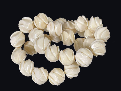 12mm Natural Buffalo Bone Carved Beads 7" A Grade [12z25]