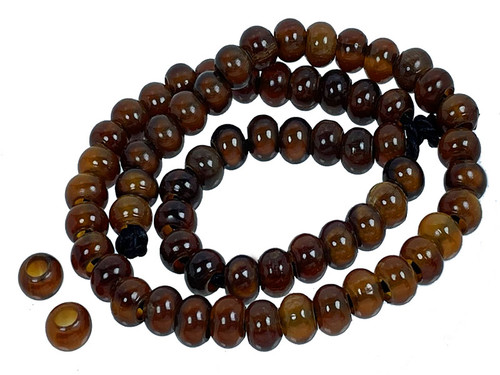 6x8mm Amber Horn Pony Beads 7" A grade, 4mm hole [6z3a]