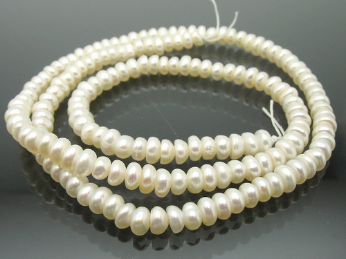 4-5mm Button Freshwater Pearl 14-15" AA Grade Lustre [p5f]