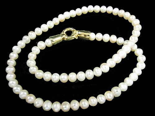 7mm Freshwater Pearl Necklace 18", 18K G.P.Clasp . AA Grade Lustre [p102f]