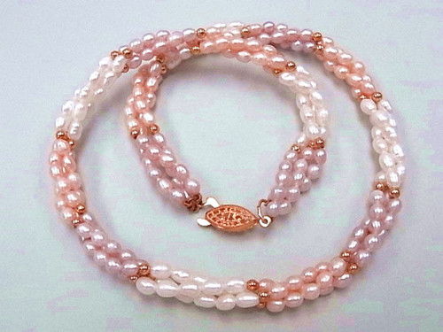 4-5mm 3-Row Freshwater Pearl Necklace 18", Best Lustre [p103zs]
