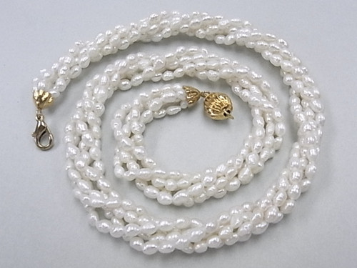 4-5mm 5-Row Freshwater Pearl Necklace 22", , A Grade Lustre [p105a]