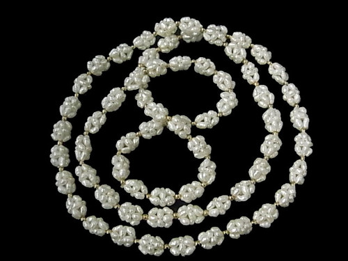 4mm 4-Row Freshwater Pearl Hand Woven Lace Necklace 36" Endless , A Grade Lustre [p304j]