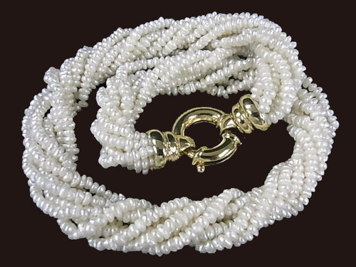 4-5mm 8-Row Freshwater Pearl Necklace 18", 18K G.P.Clasp AA Grade Lustre [p308e]