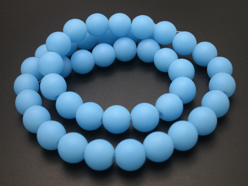 10mm Matte Aqua Quartz Round Beads 15.5" synthetic [10a70m]