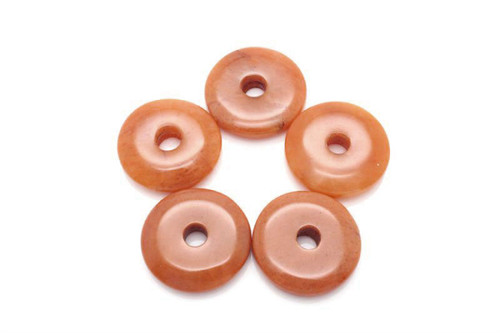 15mm Red Aventurine Donut Beads 2pcs. natural [y904b]