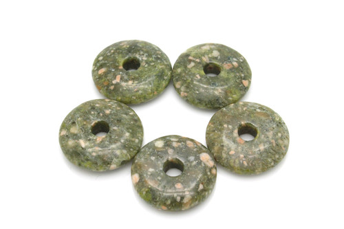 20mm Epidot Donut Beads 2pcs. [y909b]