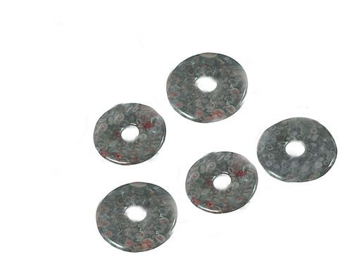 25mm Fossil Agate Donut Beads 2pcs. [y911a]