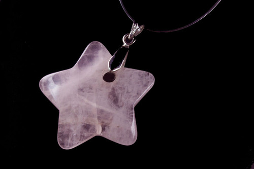 32mm Rose Quartz Star Donut Pendant 1pc. [y940dp]