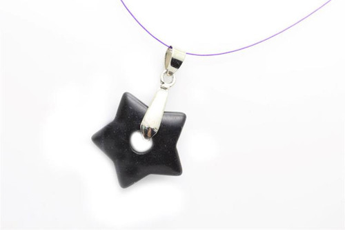 25mm Black Onyx Star Donut Pendant 1pc. [y942ap]