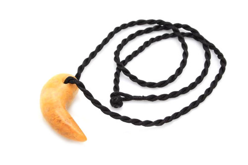 30mm Golden Jade Magatama Fortune Pendant with Satin Rope Cord 17" & knot closure [y943cr]