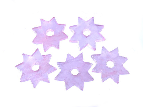 30mm Rose Quartz Star Donut Beads 2pcs. [y945c]