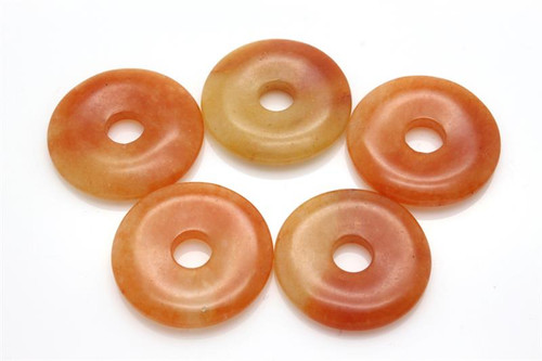 20mm Red Jade Donut Beads 2pcs. [y946c]