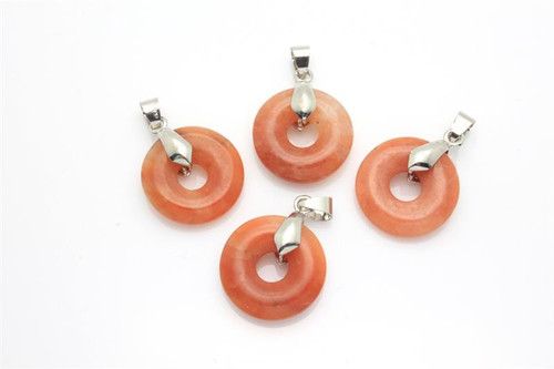 20mm Red Jade Donut Pendant 1pc. [y946cp]