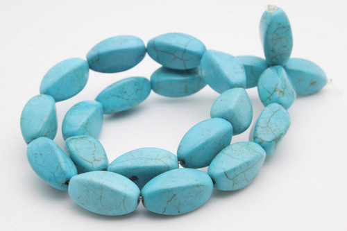 9x18mm Blue Turquoise Twisted Bead 16" [its114]
