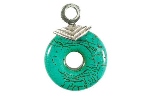 925 Sterling Silver 25mm Turquoise Donut Pendant [y803j]