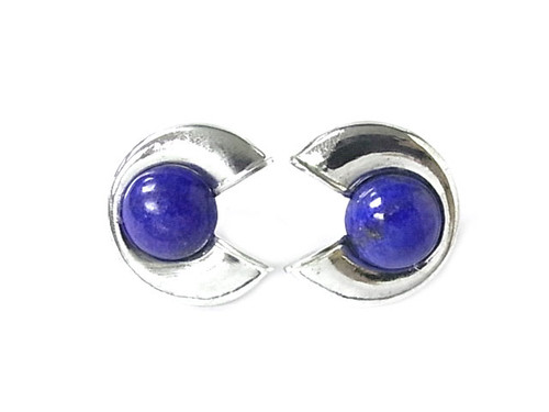 925 Sterling Silver 30mm A Grade Lapis Lazuli Post Earring [y806f]