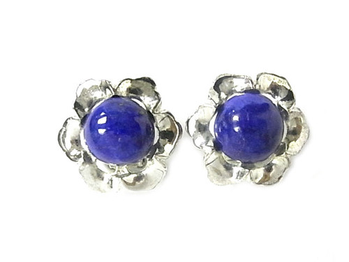 925 Sterling Silver 30mm A Grade Lapis Lazuli Post Earring [y806e]