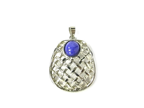 925 Sterling Silver 25x30mm A Grade Lapis Lazuli Pendant [y805k]