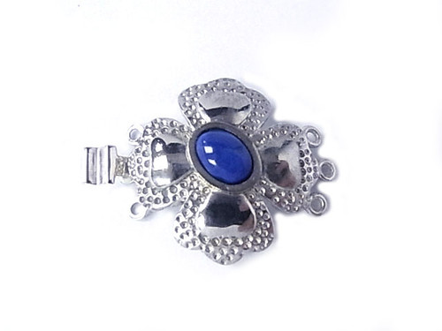 925 Sterling Silver 25mm A Grade Lapis Lazuli 3 To 5 Row Clasp [y832g]