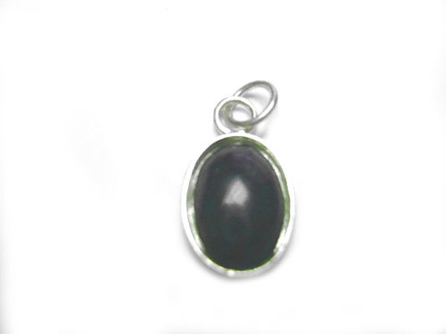 925 Sterling Silver 12x15mm Black Onyx Oval Pendant [y802b]