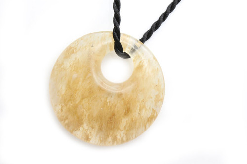 50mm Rulite Quartz Ago-Ago Pendant with Black Satin Cord [y696ar]