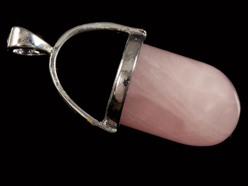 15x38mm Rose Quartz Bullet Silver Plated Pendant [y851b]