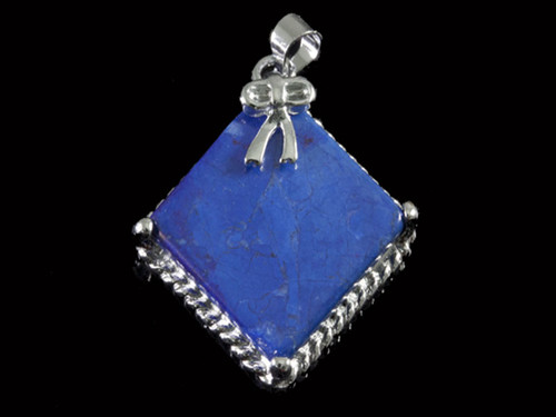15x15mm Lapis Howlite Square Pendant Brass Silver Plated [y842c]