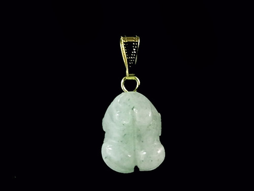 22mm (10mm Thick) Green Aventurine Frog Pendant [y503e]