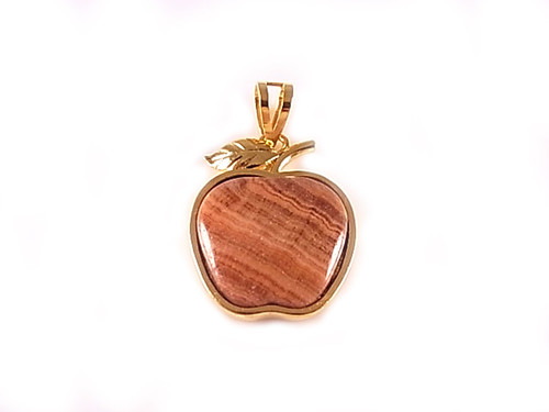 26mm Tiger Jasper Apple Pendant Heavy Gold Plated [y208a]