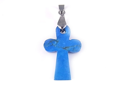 35mm Turquoise Howlite Cross Pendant [y103j]