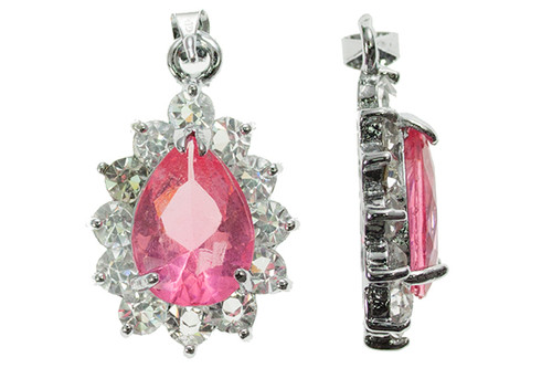 18x26mm Rose Pink Teardrop Rhinestone Pendant [y104k]